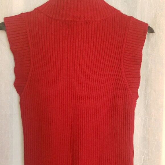 Chadwick Sweater Vest Womens Size M Red Full Zip Ribbed Mock Neck Zipper Pockets - Picture 10 of 12